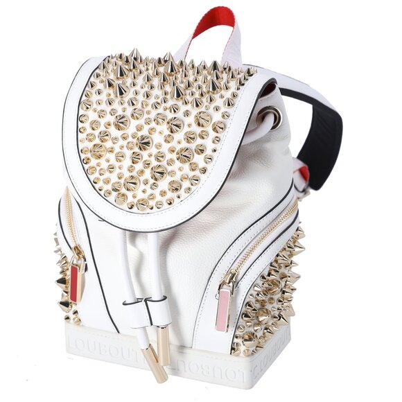 Christian Louboutin Explorafunk Small Backpack White Calfskin Gold Spikes main image 7